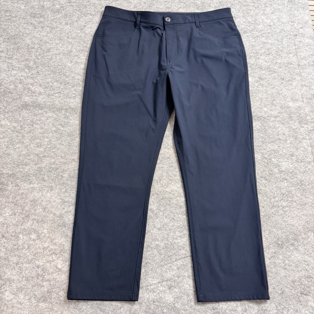 Vuori Meta Pant Mens 36 Blue Performance Stretch Short 26" inseam Navy